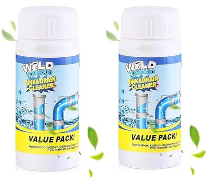 2 Bottle Abflussreiniger 2025 Upgrade, Schnelle Schaumkraft gegen Verstopfungen in Küche, Bad & Toilette, Rohrreiniger Pulver