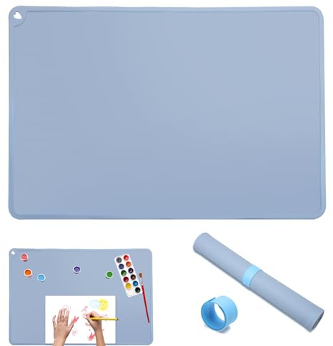 UOCAI Silikon Malunterlage für Kinder 60 x 40cm, mit Pat-Pat-Kreis, Bastelunterlage Abwaschbar Silikonmatte Bastelmatte Schreibtischunterlage Rutschfeste Platzdeckchen Tischmatte, für Basteln, Malen