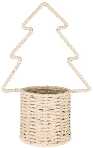 matches21 HOME & HOBBY Pot de fleurs, sapin, crème, diamètre : 11,5 x 29,5 cm, pour Noël - Pot de fleurs en verre pour décoration et plantes
