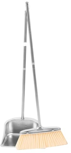 Escoba con Recogedor | Escoba Ajustable para Exteriores,Utensilios De Limpieza para Suelo Acero Inoxideal para Hogar Apartamento Terraza Restaurante Estudio Garaje Dormitorio Calle Pisos Duros