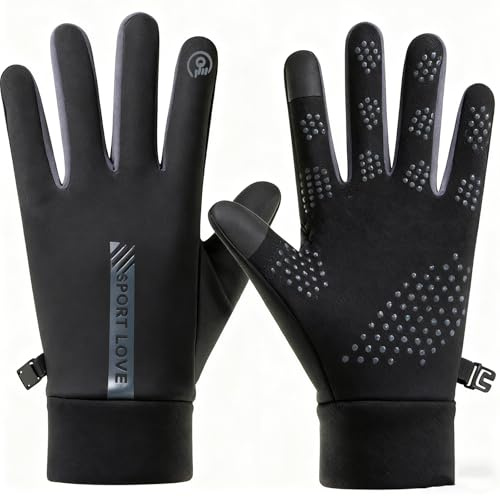 GOZINA Winter Driving Gloves for Men Women – Thermal Waterproof Touchscreen Gloves with Non-Slip Palm & Reflective Design – Warm Outdoor Cycling Gloves for Running, Hiking, Motorbike (Black)
