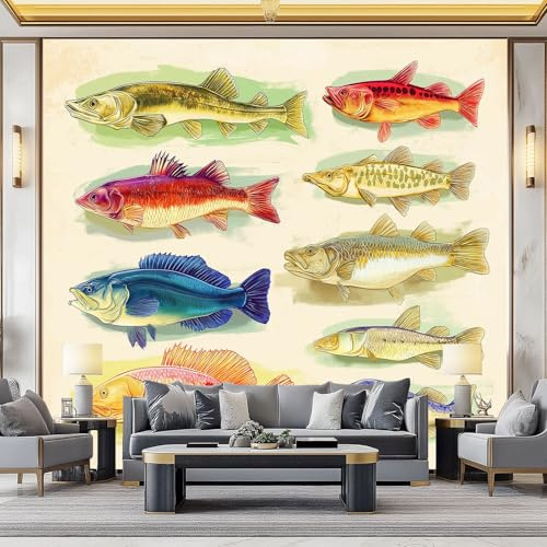 Fotomurales 3D Peces De Mar De Dibujos Animados 250x175 cm Papel Pintado Fotográfico, Decoración De la Pared Murales para Salón, Dormitorio, Habitación para Niños, Pared de TV