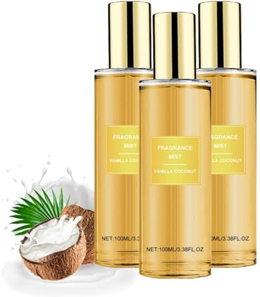 Parfüm Kokosnuss Duftnebel, Erfrischendes Parfümspray, Vanille Coconut Bodyspray, Kokos Parfum, Coconut Fragrance Mist, Langanhaltender Duft, Elegant und Selbstbewusst (3PC, 300ml)