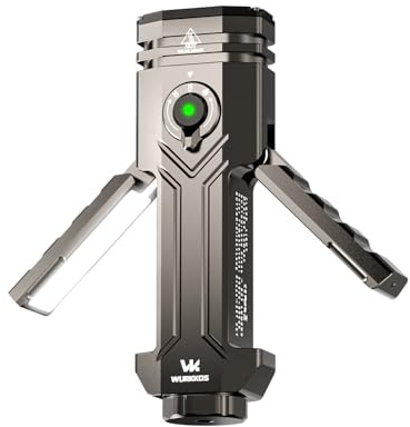 Wurkkos HD02 Uppladdningsbar LED-ficklampa, 3 200 LM, kraftfull 4-i-1 ficklampa med 365 nm UV-ljus, grönt ljus och hopfällbar arbet, magnetisk USB-C-bas för camping och inspektion