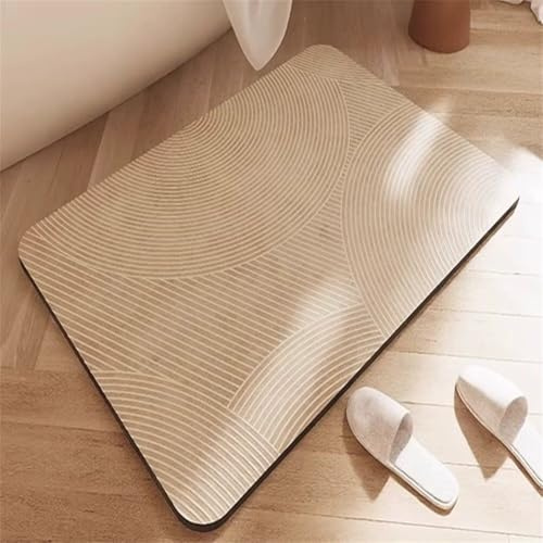 Super saugfähige Kieselgur-Badematte, 70 x 120 cm, rutschfest, weich, Steinteppich, maschinenwaschbar, Beige, Duschmatte für Badezimmer und Badewanne