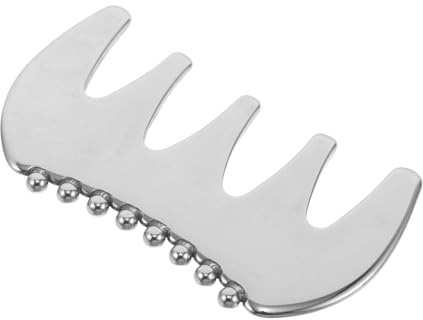 FIXOSHEE Edelstahl Gua Sha Gesichtsmassagegerät Kammförmig Tragbares Hautpflege und Kopfhautmassagegerät für Meridian- Nacken und Gesichtsbehandlung