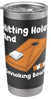 Hitting Holes and Smoking Bowls - Cornhole Player Gifts Stainless Steel Insulated Tumbler