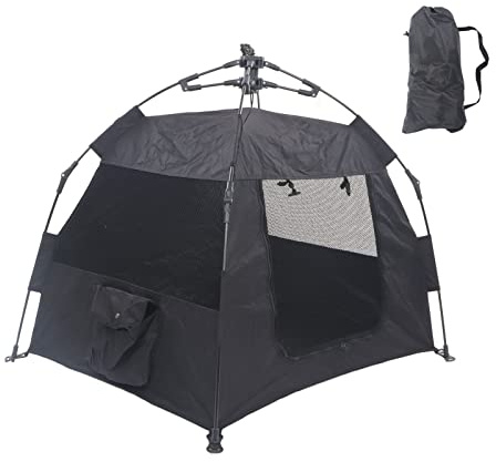 Recinto para Gatos al Aire Libre Tienda de campaña portátil para Mascotas Casa de Juegos Plegable retráctil automática Hábitat Seguro para Acampar Picnics Tela Oxford Negro 35.4 x