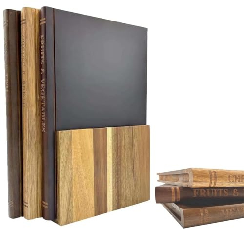 Set 3 Tablas de Cortar Cocina con Forma de Libro a Doble Cara en Madera, Ligeras & Resistentes Tablas de Corte, Apta para Lavavajillas Tablas de Desayuno para la Carne, Jamon, Pan, Quesos