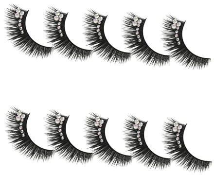 DIYEAH 5 Pairs Performance Eyelash False Lashes Long Fake Lashes with Synthetic Fiber Material to Create Thick, Exaggerated Eyelashes for Occasion