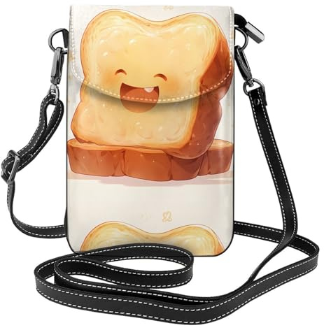 YYHWHJDE Petit sac à main pour téléphone portable 19,3 x 12,4 cm, motif pain avec dents, étui à rabat en cuir pour femme, parfait pour la marche, le camping
