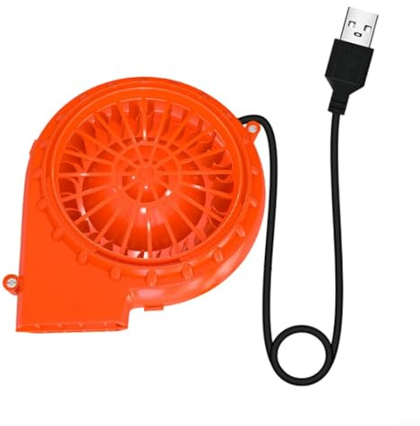 Momfin 5 V 1 A centrifugalfläkt för kolgrill, USB-driven tändfläkt med kontroll, ABS-hölje för utomhus-BBQ-grill och matlagning, orange (A)