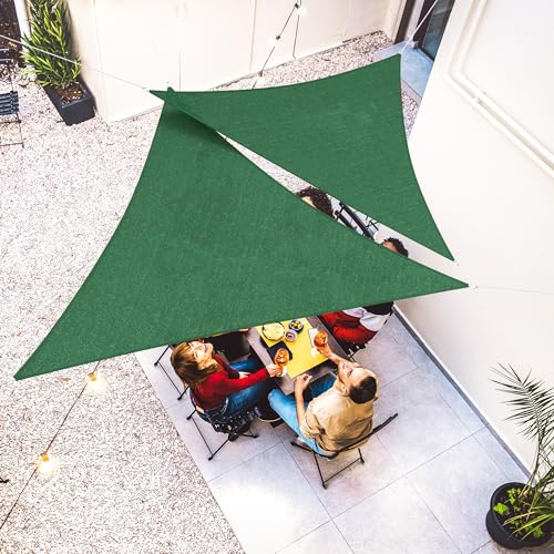 jarolift Sonnensegel Dreieck Gleichseitig Atmungsaktiv Sonnenschutz Sichtschutz für Balkon Terrasse Garten HDPE-Gewebe, 500 x 500 x 500 cm, Grün