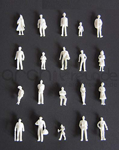 100x Modell Figuren-Menschen Weiß Unbemalt 1:100 für Modellbau Spur TT