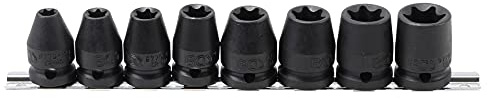 RAIL 8 DOUILLES IMPACT TORX FEMELLES A CHOC de E10 à E24 CARRE 1/2