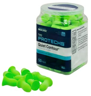 Flents Protechs Foam Ear Plugs, 50 Pair for Sleeping, Snoring, Loud Noise, Traveling, Concerts, Construction, Studying, Work, Shooting, Contour to Ear, NRR 33, Noise Cancelling, Green, Made in the USA