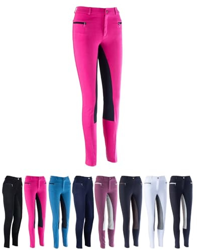 RL24 HKM by Reiterladen24 - Kinder Reithose Vollbesatz BASICLINE pink/schwarz 110