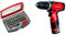 Einhell Akku Bohrschrauber TH-CD 12-2 Li (Lithium Ionen, 12 V, 1,3 Ah, 2 Gang, 24 Nm, Ladegerät, Koffer) + kwb Standard Bitbox 32-tlg. inkl. Bithalter 118490 (CV, 1/4 Zoll Sechskantschaft, ISO 1173)