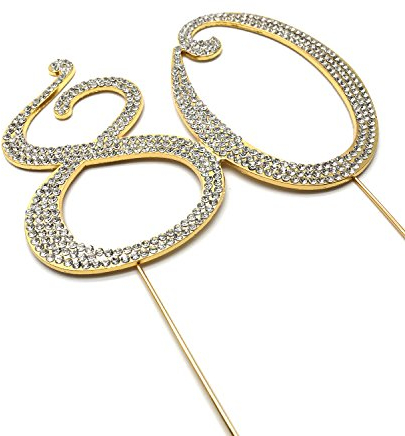 World of Sparkles 12cm Curly Cake Toppers with Clear Diamante Rhinestones Diamonds with Gold Base for Anniversary, Birthday Kids Children Adults Party Shows Functions