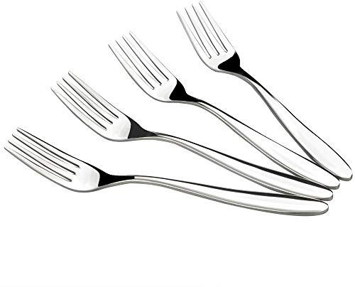 Ponpong Set Forchette da Tavola Servizio Forchette Forchette da Tavola Forchetta da Dolce in 18/10 Acciaio Inox, 12 Pezzi