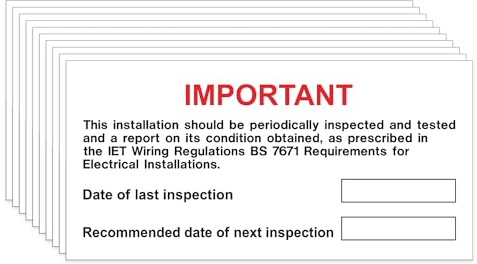 iSigns Warning Signs (Periodic Inspection Label), Pack of 10 Next Inspection Labels, 100x75mm, Self-Adhesive Write-On Electrical Safety Labels, British HSE Standards Approved