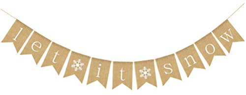 BESTOYARD Leinen Bunting Banner Weihnachten Schneeflocken Deko Banner Wimpelkette Christmas Party Girlande
