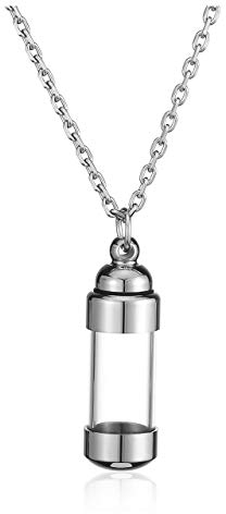 Jovivi Edelstahl Asche Schmuck Memorial Urnen Acryl Flasche Anhänger Öffnen Kette Kapsel Pendant Halskette Gedenk Geschenk