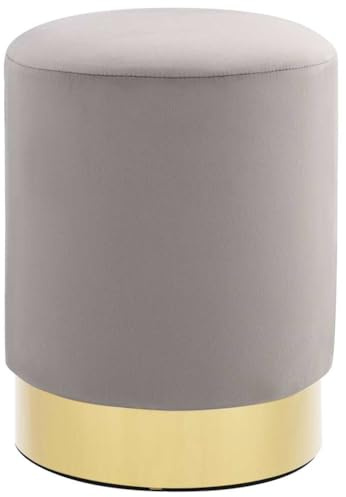 vidaXL Hocker Fassform Polsterhocker Sitzhocker Schemel Samthocker Pouf Sitzpouf Velour Fußhocker Rund Hellgrau Golden Samt 28 x 36 cm