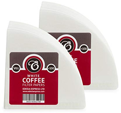 EDESIA ESPRESS - Pack de 200 filtros de papel para café - Tamaño V01 - Forma de cono - Blanco - Compatible con Hario tamaño 01