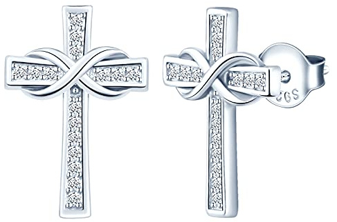 MicLee Ohrstecker 925 Sterling Silber Zirkonia Damen Einfach Unendlichkeitssymbol Kreuz Ohrringe Ohrschmuck mit Geschenkbeutel,Super Weihnachten Geschenk