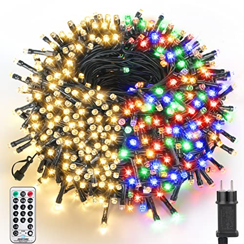 WUJUN 30m 300LED Lichterkette Weihnachtsbaum Innen Außen, End-to-End-Stecker, 11 Modi, Speicherfunktion, Lichterkette Weihnachten, Garten, Party, Hochzeit, Urlaub (Farbwechsel)
