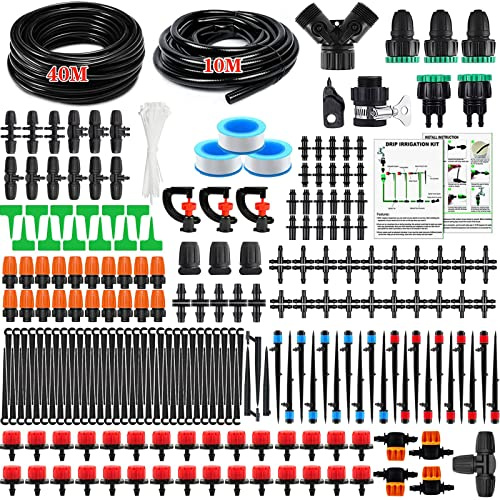 JOTOL Kit per Irrigazione a Goccia,300+ Kit di Irrigazione a Goccia,Sistema di irrigazione da Giardino con Ugello Regolabile e Dripper,Micro Drip Irrigation Kit di Microirrigazione per Giardino Orto