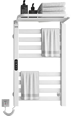 SKYLYZH Portasciugamani Elettrico, Scaldasalviette, 450x750mm Radiatore da Bagno Elettrico, Scaldasalviette Elettrico Bagno, Radiatore Scaldasalviette, Portasciugamani da Parete, Antracite-White Left
