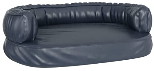 vidaXL Hundebett Hundesofa Tierbett Schaumstoff Dunkelblau 60x42cm Kunstleder