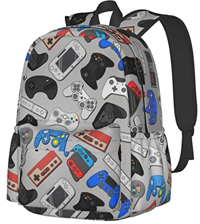 Oplp Video Game Controller Large Capacity Backpack Lightweight Personalized Laptop Bag Tablet Travel School Bag, Game 6, One Size, Daypack Backpacks