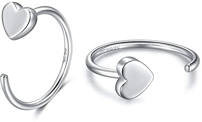 Huggie Orecchini a cerchio in argento sterling 925 - Orecchini a forma di cuore - Per dormire o per ogni occasione