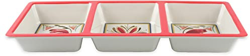 Purely Home Mediterranean 3-Section Melamine/Plastic Snack & Dip Outdoor Dining Serving Tray