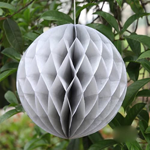 4quot; 10 cm Seidenpapier Blume Wabenball Dusche Geburtstag Party Hochzeit Weihnachten Urlaub Dekoration Papierlaterne-Grau, 4 Zoll