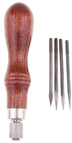 Luzhengyang 4-in-1 Ahle mit Holzgriff, zum Nähen oder zum Stanzen