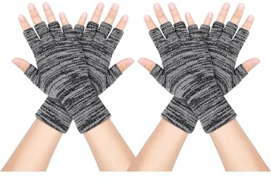 Kiiwah 2 Paires Gants d'hiver sans Doigts pour Hommes et Femmes, Chaud Mitaine Poignet Longs pour Photographie, Conduite, Sport, Activités De Plein Air en Hiver