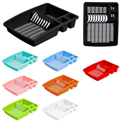 ECO Plastic Dish Drainer Utensil Holder, Dish Rack Drainers (Black)