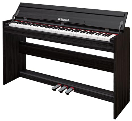 WENCAI 88 Key Electric Piano Velocity-Sensitive Keyboard, 88 Keys Home Upright Digital Pianos, Wooden Electronic Piano for Beginner Adult with 3 Pedals, Supports USB-MIDI Connect, Black