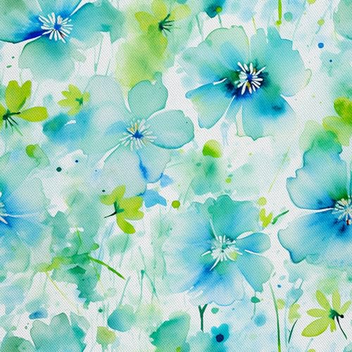 HEKO PANELS Stoff Oxford Wasserdichte Meterware Canvas-Stoff Polyester Nähstoff Dekostoffe Handwerken Wasserabweisend Blickdicht Blumenmuster Blumen Aquarell Wasserfarbe 1 Meter 155 x 100 cm DX2288
