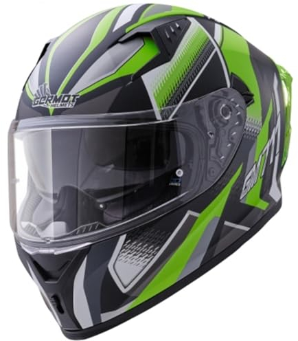 Germot GM 711 Integralhelm (Schwarzmatt/Grün), XL (61)