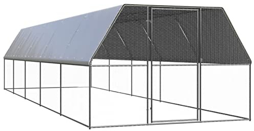 SECOLI Hühnerstall XXL hühnerkäfig Verzinkter Stahl Hühnerauslauf Freilaufgehege Hühnergehege freilauf groß Kleintiergehege für Hühner Ente Kaninchen-3 x 10 x 2 m