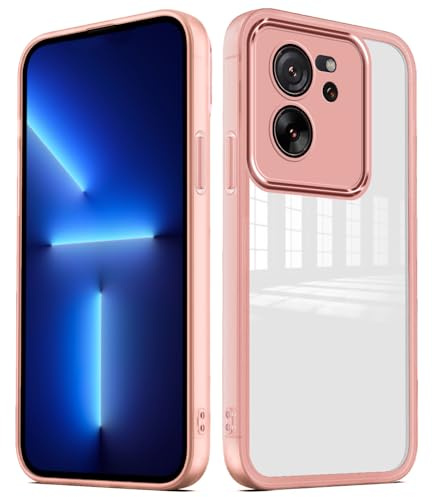 PanXCase Funda Transparente para Xiaomi 13T / Xiaomi 13T Pro - Carcasa Clear con Lens Protector Delgada Suave Protección Cámara Antichoque Antiarañazos Cover (Rosa)