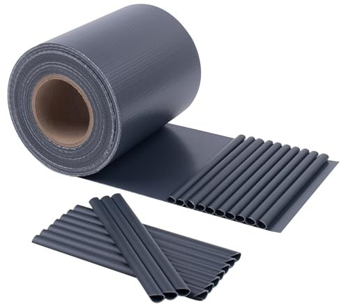 HENG FENG Strisce Frangivisto PVC,per Recinzione a Doppio Picchetto 35m x 19cm,450g/m²,Anti-UV,Impermeabile,Antistrappo,Incluse 20 Clip–Protezione Privacy per Giardino e Balcone (Antracite)