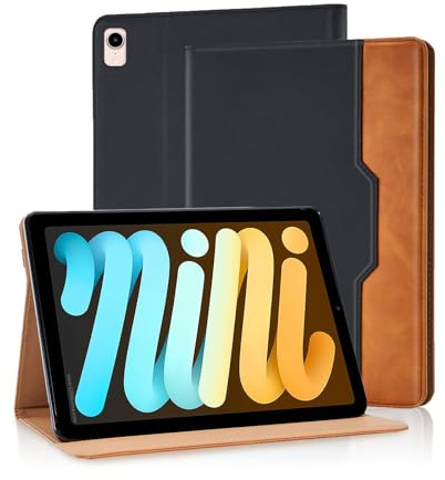 Vkooer Hülle für iPad mini (A17 Pro) 2024 7. Generation 2024/ iPad mini 6. Generation 2021 8.3'' mit Premium PU Leder Folio Stand Schutzhülle Tasche Cover Case mit Auto Schlaf/Aufwach - Schwarz