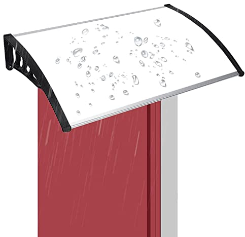 Markise Fenster Wandmontage Türvordach Wind- und Schneeschutzdach für Terrasse Stumm Selbstreinigender Regenschutz Überdachungsmarkise für Tür mit champagnerfarbener Stütze blau Polycarbonat