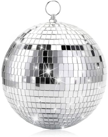 Discokula på 20 cm med hängande ring i silver, perfekt för fester eller DJ-ljuseffekter
